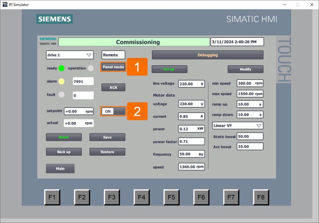 شکل 5-10: پیکربندی درایو Siemens G120X/XA با HMI – اجرای شناسایی توقف موتور (Standstill Identifier)
