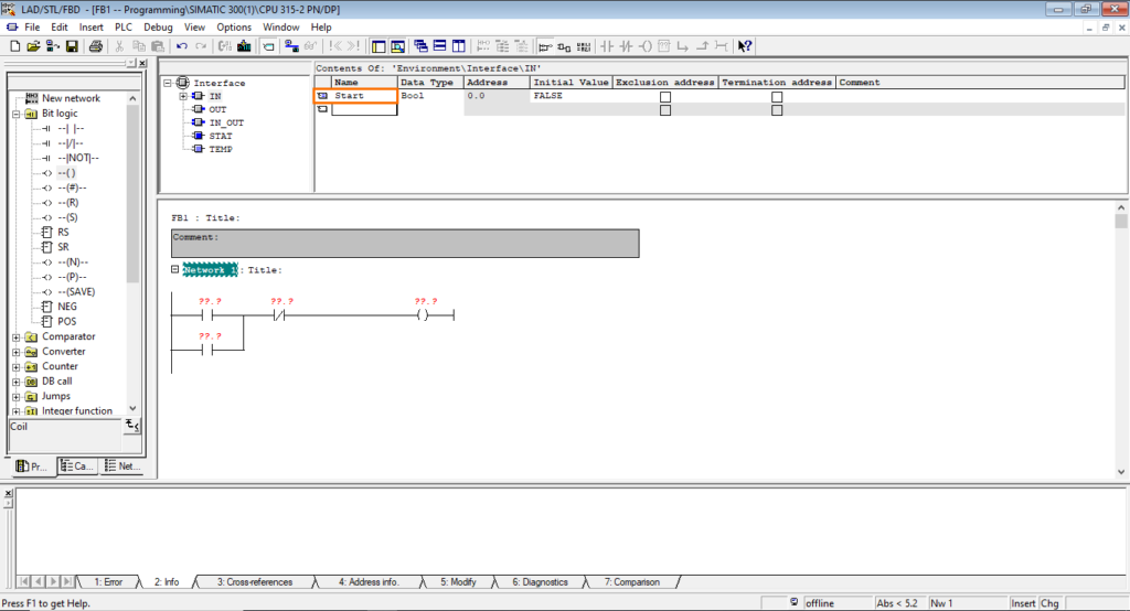 برنامه نویسی PLC زیمنس SIMATIC Manager STEP7 - ایجاد ورودی جدید