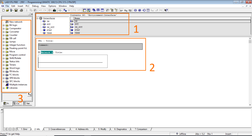 برنامه نویسی PLC زیمنس SIMATIC Manager STEP7 - تجزیه و تحلیل رابط برنامه نویسی