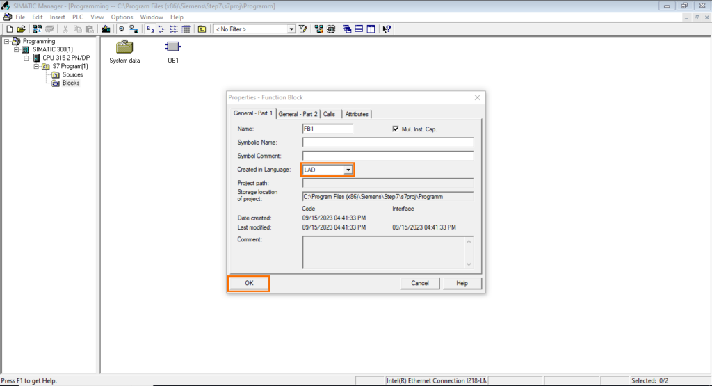 برنامه نویسی PLC زیمنس SIMATIC Manager STEP7 - ویژگی های بلوک تابع