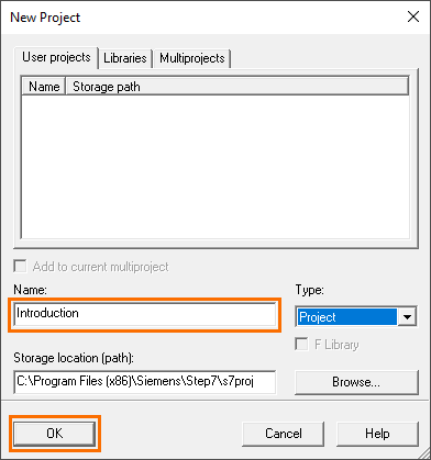 برنامه‌نویسی PLC STEP7 شرکت iemens SIMATIC Manager - نام گذاری پروژه