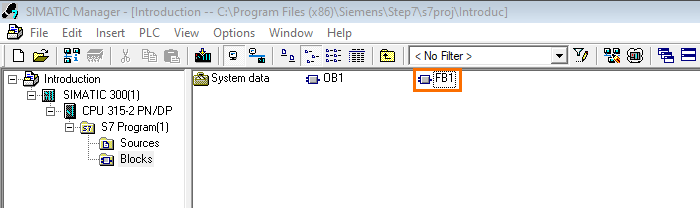 برنامه‌نویسی PLC زیمنس SIMATIC Manager STEP7 - FB1 ایجاد شد