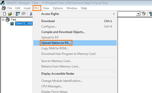 برنامه‌نویسی PLC زیمنس SIMATIC Manager STEP7 - آپلود برنامه از PLC