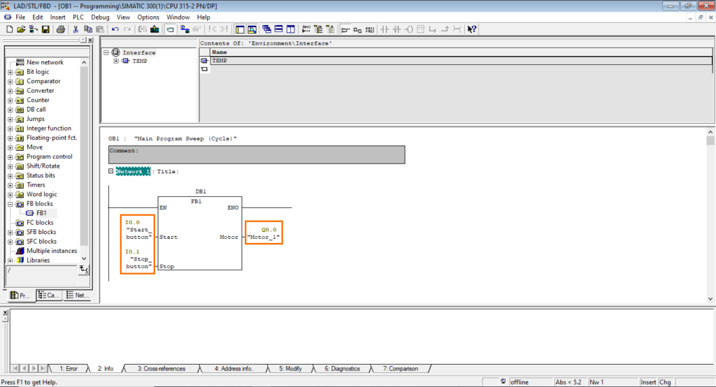 برنامه‌نویسی PLC زیمنس SIMATIC Manager STEP7- اضافه کردن نمادهای باقیمانده