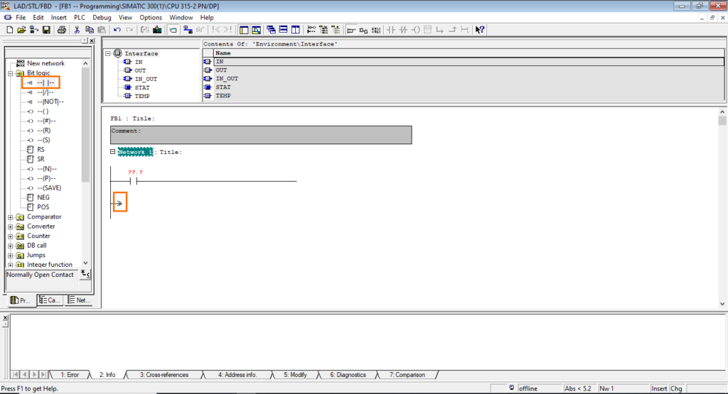 برنامه‌نویسی PLC زیمنس SIMATIC Manager STEP7 - اضافه کردن یک کنتاکت دوم در حالت عادی باز