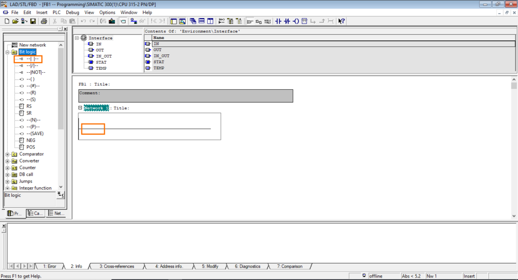 برنامه‌نویسی PLC زیمنس SIMATIC Manager STEP7 - اضافه کردن یک کنتاکت معمولاً باز