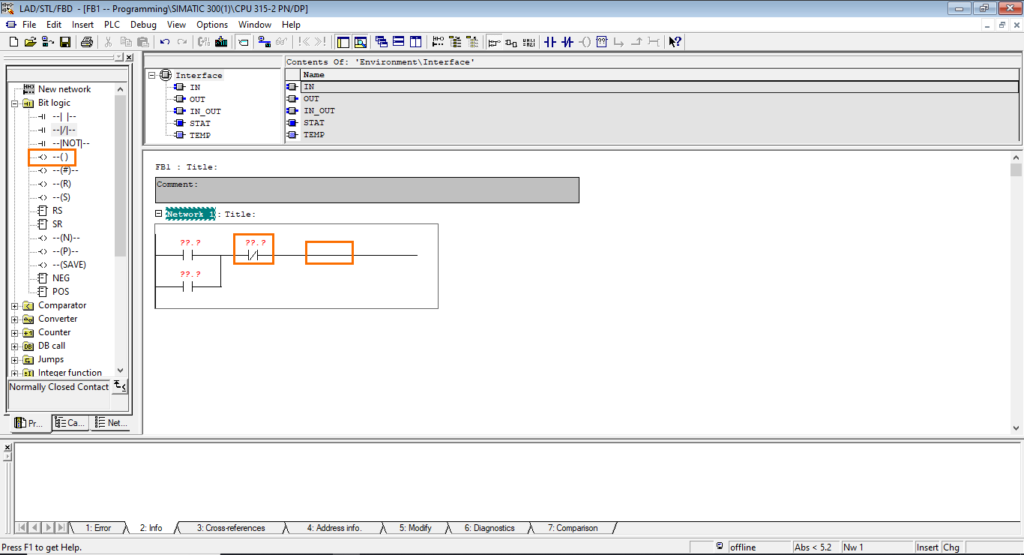 برنامه‌نویسی PLC زیمنس SIMATIC Manager STEP7 - افزودن دستورالعمل خروجی(Coil)