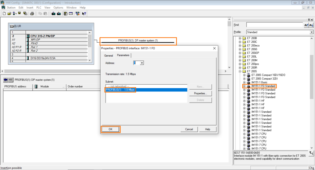 برنامه‌نویسی PLC زیمنس SIMATIC Manager STEP7 - انتخاب شبکه