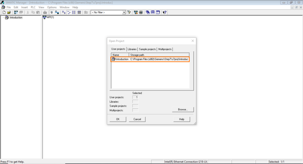 برنامه‌نویسی PLC زیمنس SIMATIC Manager STEP7 - باز کردن پروژه