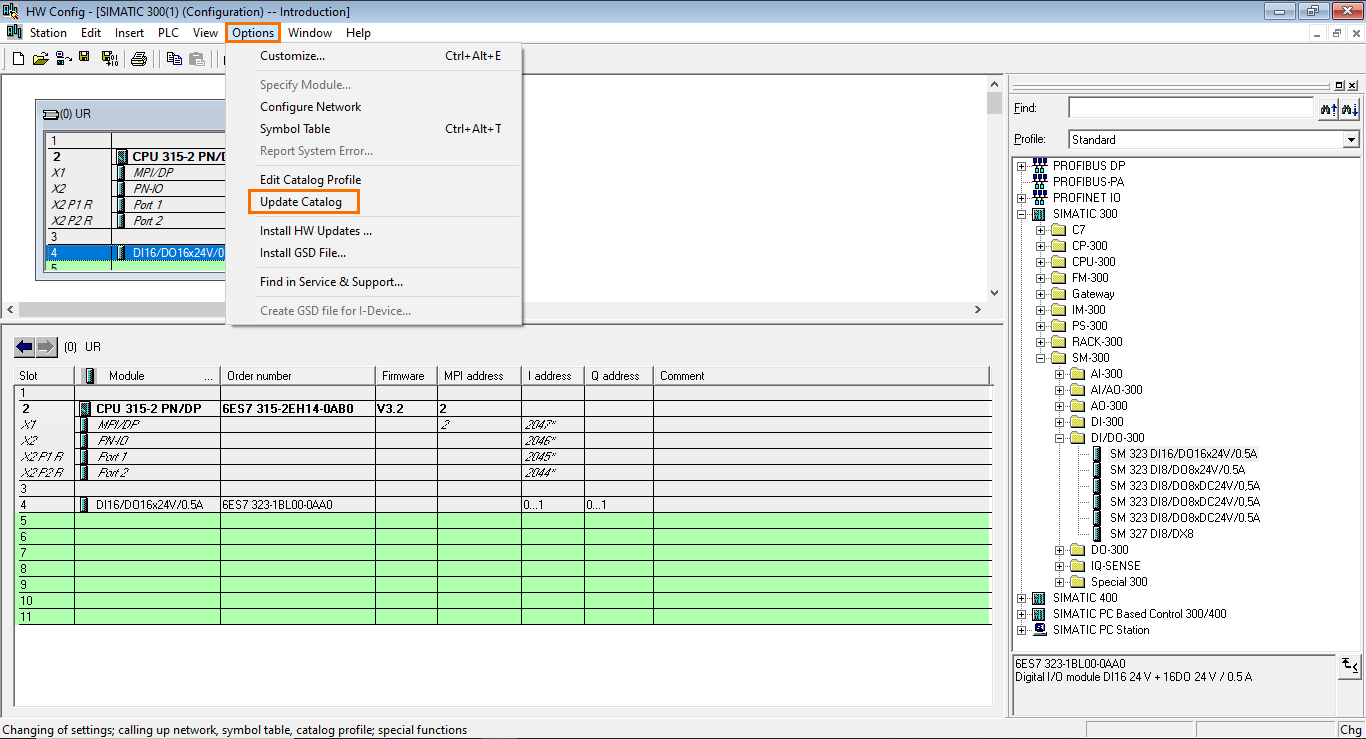 برنامه‌نویسی PLC زیمنس SIMATIC Manager STEP7 - به‌روزرسانی کاتالوگ