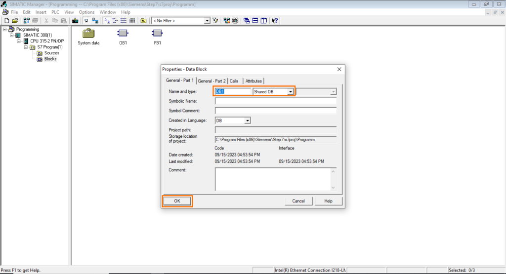 برنامه‌نویسی PLC زیمنس SIMATIC Manager STEP7 - ویژگی‌های بلوک داده (DB)