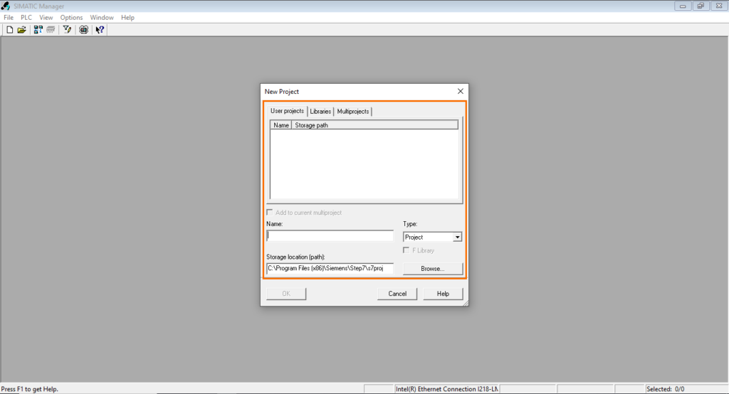 برنامه‌نویسی PLC زیمنس SIMATIC Manager STEP7 - پیکربندی پروژه جدید