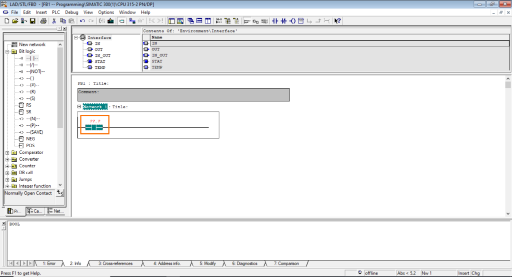 برنامه‌نویسی PLC زیمنس SIMATIC Manager STEP7 - کنتاکت نرمال باز اضافه شد