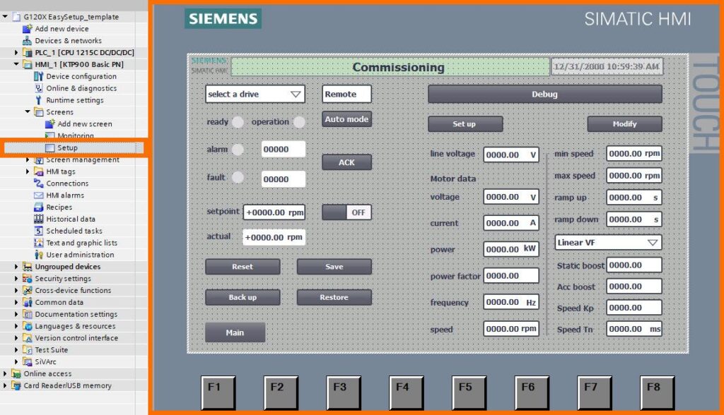 شکل 4-2 پیکربندی درایو Siemens G120XXA با HMI – نمای کلی صفحه Monitoring