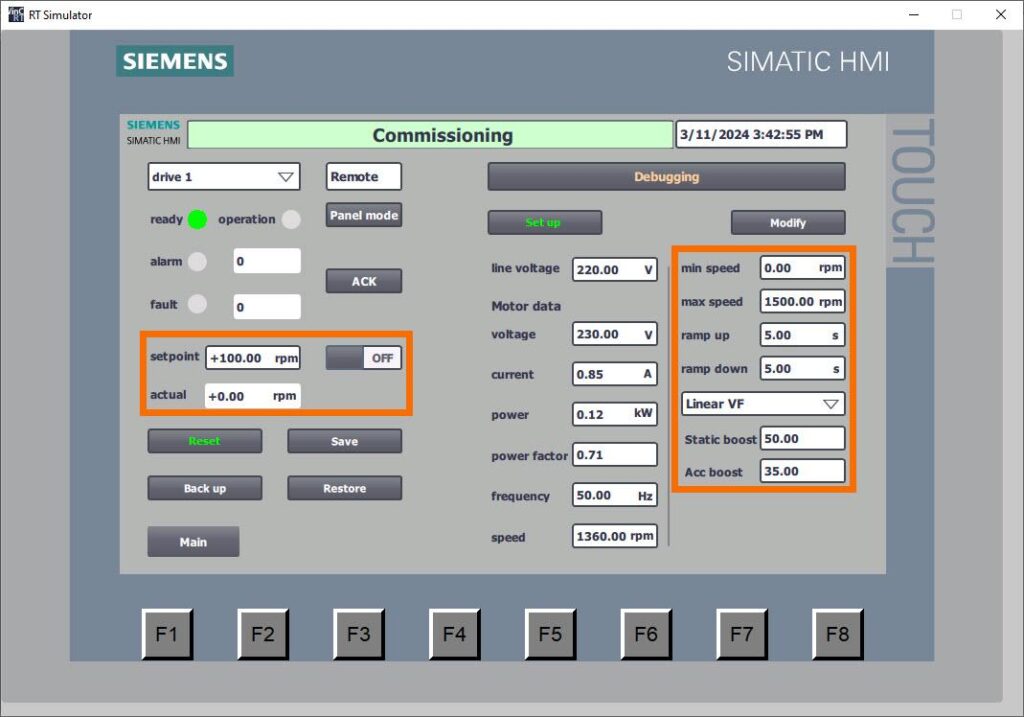 شکل 5-11 پیکربندی درایو Siemens G120XXA با HMI – وارد کردن پارامترهای کاربردی (Application Parameters)