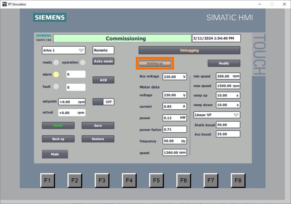 شکل 5-7 پیکربندی درایو Siemens G120XXA با HMI – نوشتن پارامترهای تنظیمات (Setup Parameters)