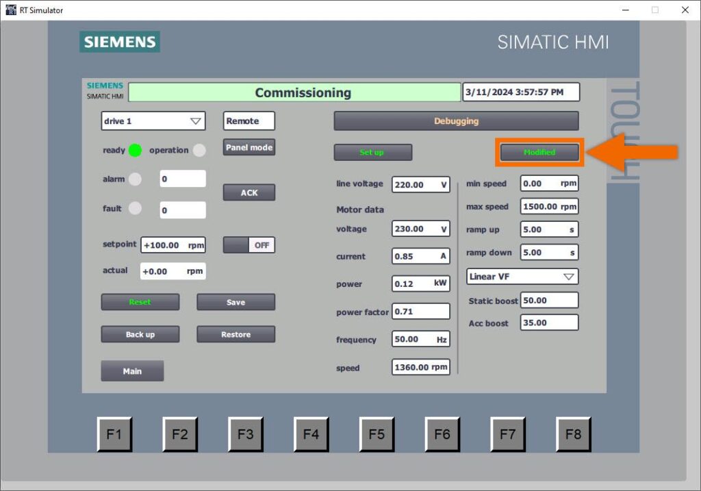 شکل 5-12 پیکربندی درایو Siemens G120XXA با HMI – اصلاح پارامترهای کاربردی (Modifying Application Parameters)